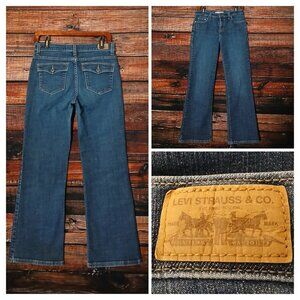 Levis 512 Jeans 10 30X28 Perfectly Slimming Boot Cut Flap Pocket Blue Denim